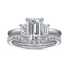 Gabriel & Co. Stephi - 14K White Gold Emerald Cut Three Stone Diamond Engagement Ring