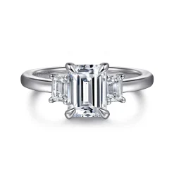 Gabriel & Co. Stephi - 14K White Gold Emerald Cut Three Stone Diamond Engagement Ring