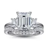 Discount Gabriel & Co. Stephi - 14K White Gold Emerald Cut Three Stone Diamond Engagement Ring
