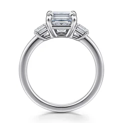 Discount Gabriel & Co. Stephi - 14K White Gold Emerald Cut Three Stone Diamond Engagement Ring