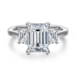 Discount Gabriel & Co. Stephi - 14K White Gold Emerald Cut Three Stone Diamond Engagement Ring
