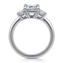 Gabriel & Co. Stephi - 14K White Gold Emerald Cut Three Stone Diamond Engagement Ring