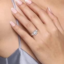 Gabriel & Co. Stephi - 14K White Gold Emerald Cut Three Stone Diamond Engagement Ring
