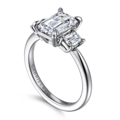 Gabriel & Co. Stephi - 14K White Gold Emerald Cut Three Stone Diamond Engagement Ring