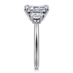 Gabriel & Co. Stephi - 14K White Gold Emerald Cut Three Stone Diamond Engagement Ring