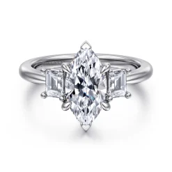 Clearance Gabriel & Co. Stephi - 14K White Gold Marquise Shape Three Stone Diamond Engagement Ring