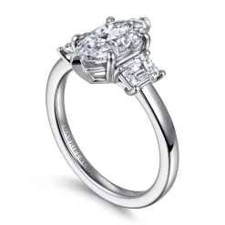 Sale Gabriel & Co. Stephi - 14K White Gold Marquise Shape Three Stone Diamond Engagement Ring