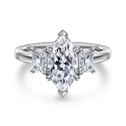 Sale Gabriel & Co. Stephi - 14K White Gold Marquise Shape Three Stone Diamond Engagement Ring
