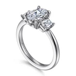 Gabriel & Co. Stephi - 14K White Gold Oval Three Stone Diamond Engagement Ring