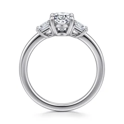 New Gabriel & Co. Stephi - 14K White Gold Oval Three Stone Diamond Engagement Ring