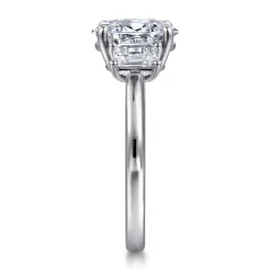 New Gabriel & Co. Stephi - 14K White Gold Oval Three Stone Diamond Engagement Ring