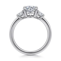 Best Gabriel & Co. Stephi - 14K White Gold Round Three Stone Diamond Engagement Ring