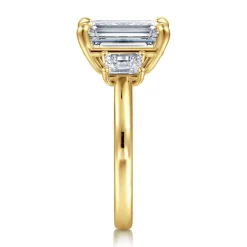 Discount Gabriel & Co. Stephi - 14K Yellow Gold Emerald Cut Three Stone Diamond Engagement Ring
