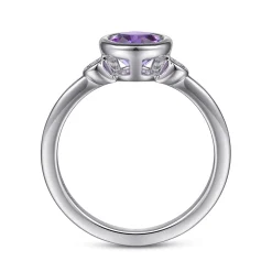 New Gabriel & Co. 925 Sterling Silver Amethyst and Diamond Ring