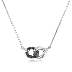 Outlet Gabriel & Co. 925 Sterling Silver and Black Spinel Interlocking Links Necklace