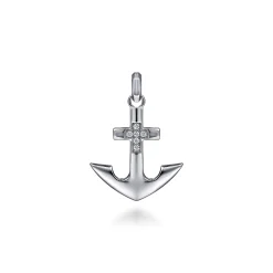 Hot Gabriel & Co. 925 Sterling Silver and Diamond Anchor Pendant
