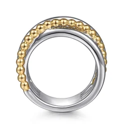 Clearance Gabriel & Co. 925 Sterling Silver and 14K Yellow Gold Criss-Cross Ring