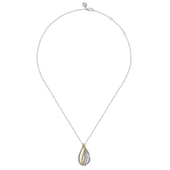 Best Gabriel & Co. 925 Sterling Silver and 14K Yellow Gold Teardrop Pendant Necklace-Bujukan