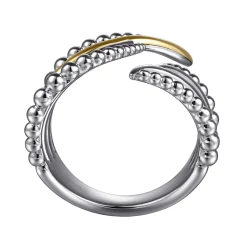 Discount Gabriel & Co. 925 Sterling Silver and 14K Yellow Gold Bujukan Multiple Row Bypass Ring