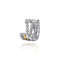 Best Gabriel & Co. 925 Sterling Silver and 14K Yellow Gold Bujukan White Sapphire Criss Cross J Hoop Earrings