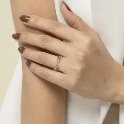 Sale Gabriel & Co. 925 Sterling Silver and 14K Yellow Gold Bujukan Criss Cross Ring