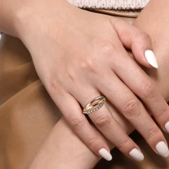 Clearance Gabriel & Co. 925 Sterling Silver and 14K Yellow Gold Bujukan Ring