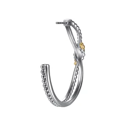 Best Gabriel & Co. 925 Sterling Silver and 14K Yellow Gold Bujukan Bypass J Hoop Earrings