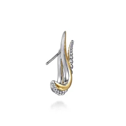 Discount Gabriel & Co. 925 Sterling Silver and 14K Yellow Gold Bujukan Criss Cross Spiked J Hoop Earrings