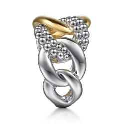Clearance Gabriel & Co. 925 Sterling Silver and 14K Yellow Gold Link Ring