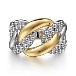 Clearance Gabriel & Co. 925 Sterling Silver and 14K Yellow Gold Link Ring