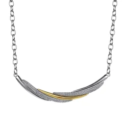 Gabriel & Co. 925 Sterling Silver and 14K Yellow Gold Bujukan Multiple Row Bar Necklace