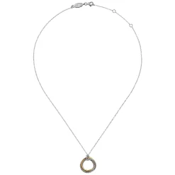 Gabriel & Co. 925 Sterling Silver and 14K Yellow Gold Rope Pendant Necklace-Bujukan