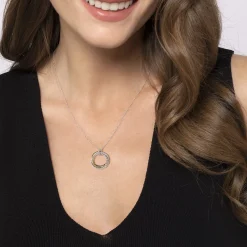 Gabriel & Co. 925 Sterling Silver and 14K Yellow Gold Rope Pendant Necklace-Bujukan