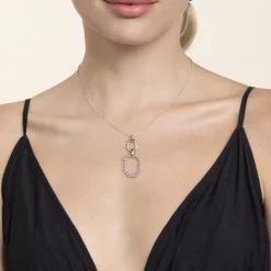 Hot Gabriel & Co. 925 Sterling Silver and 14K Yellow Gold Octagon Bujukan Drop Pendant Necklace
