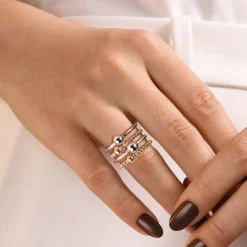 Clearance Gabriel & Co. 925 Sterling Silver and 14K Yellow Gold Bujukan Wide Band Ring