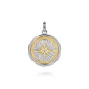 New Gabriel & Co. 925 Sterling Silver and 14K Yellow Gold Compass Pendant with White Sapphire