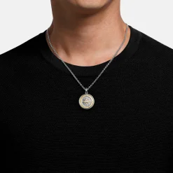 New Gabriel & Co. 925 Sterling Silver and 14K Yellow Gold Compass Pendant with White Sapphire