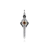Discount Gabriel & Co. 925 Sterling Silver and 14K Yellow Gold Garnet and White Sapphire Dagger Pendant With Black Enamel