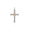 Gabriel & Co. 925 Sterling Silver and 14K Yellow Gold Twisted Rope Cross Pendant with X Center