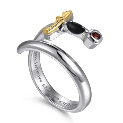Online Gabriel & Co. 925 Sterling Silver and 14K Yellow Gold Garnet and Enamel Dagger Wrap Ring