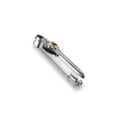 Hot Gabriel & Co. 925 Sterling Silver and 14K Yellow Gold Garnet and White Sapphire Dagger Mens Pin With Black Enamel
