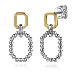 Hot Gabriel & Co. 925 Sterling Silver and 14K Yellow Gold Octagon Bujukan Stud Drop Earrings