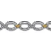 Outlet Gabriel & Co. 925 Sterling Silver and 14K Yellow Gold Bujukan White Sapphire Link Bracelet
