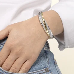 Online Gabriel & Co. 925 Sterling Silver and 14K Yellow Gold Bujukan Multiple Row Bangle Bracelet