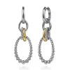 Online Gabriel & Co. 925 Sterling Silver and 14K Yellow Gold Bujukan White Sapphire Link Drop Earrings