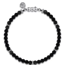 Online Gabriel & Co. 925 Sterling Silver and 4mm Black Onyx Beaded Bracelet
