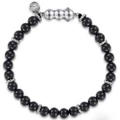 Best Gabriel & Co. 925 Sterling Silver and 6mm Black Onyx Beaded Bracelet