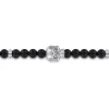 Outlet Gabriel & Co. 925 Sterling Silver and 6mm Black Titanium Bead Men's Bracelet With Skull