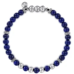 Outlet Gabriel & Co. 925 Sterling Silver and 6mm Lapis Beaded Bracelet
