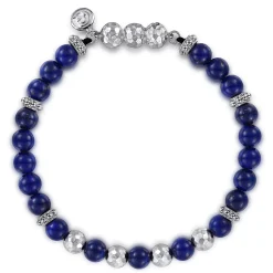 Clearance Gabriel & Co. 925 Sterling Silver and 6mm Lapis Beaded Bracelet